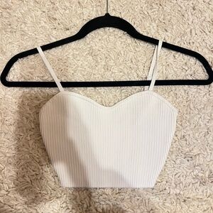 Aritzia White Ribbed Camisole Top